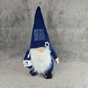 Rae Dunn Hanukkah Gnome Dreidel Star of David Blue‎ White Plush
